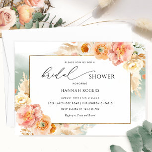 Elegant Sage, Peach and Blush Bridal Shower Invita Invitation