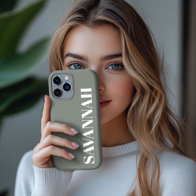 Elegant Sage personalised name simple  Case-Mate iPhone Case (Creator Uploaded)