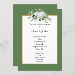ELEGANT SAGE ROSE GOLD WEDDING  INVITATION