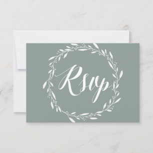 Elegant Sage RSVP Cards For Wedding With Wreath