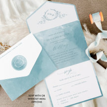 Elegant Sage Sea Glass Watercolor Monogram Wedding
