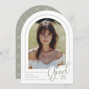 Elegant Sage Simple Arch Photo 2025 Grad Invitation