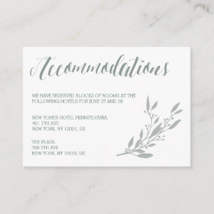 Elegant Sage Wedding Accommodation Cards