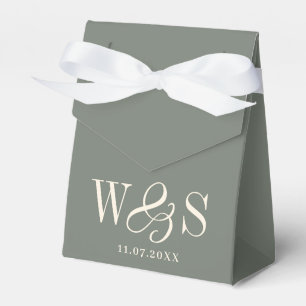 Elegant Sage wedding couples initials Favour Box