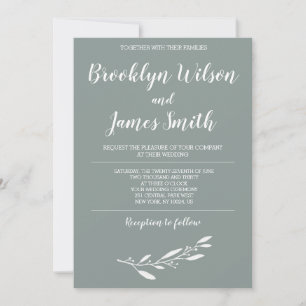 Elegant Sage Wedding Invitation Floral Green
