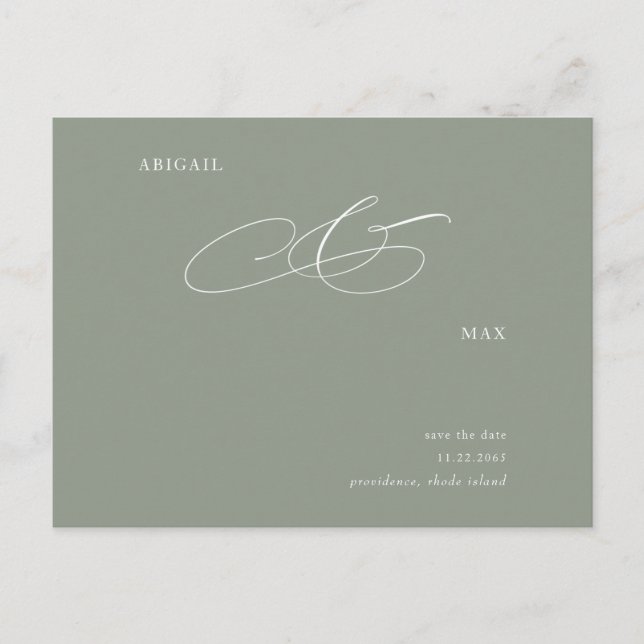  Elegant Sage Wedding Save the Date Announcement Postcard (Front)