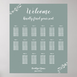 Elegant Sage Wedding Seating Chart 20x24