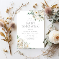 Elegant Sage & White Floral Baby Shower