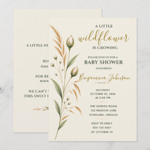 Elegant Sage Wildflower Gender Neutral Baby Shower Invitation
