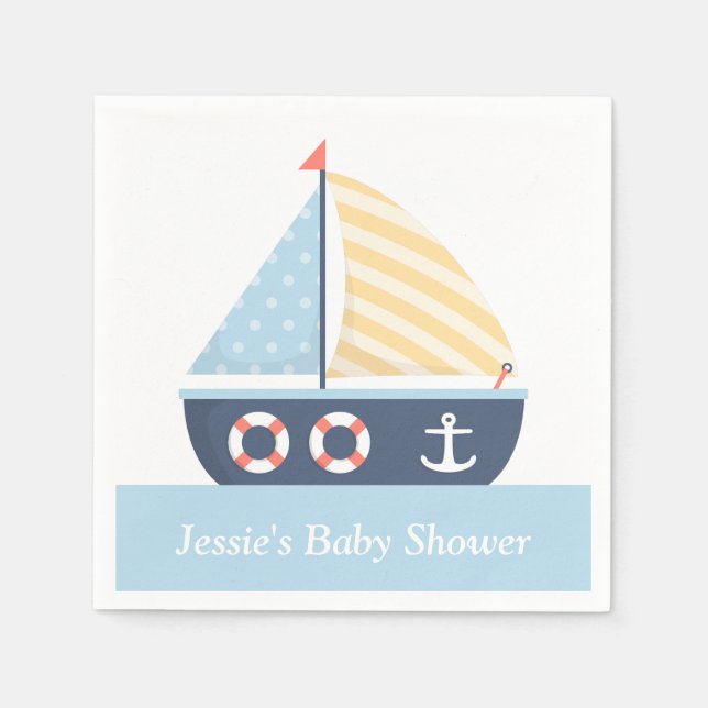 Elegant Sailboat Nautical Baby Shower Supplies Napkin (Front)