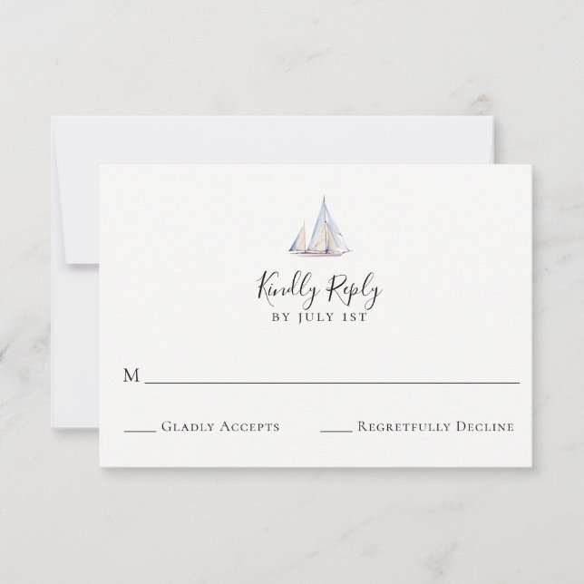 Elegant Sailboat Wedding RSVP Card (Front)