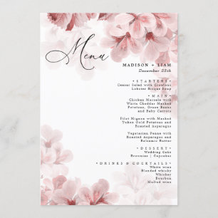 Elegant Sakura Branch modern Spring wedding Menu