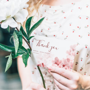 Elegant Sakura Branch modern Spring wedding Thank You Card