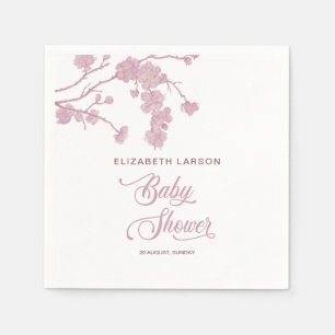 Elegant Sakura Cherry Blossoms Baby Shower White Napkin