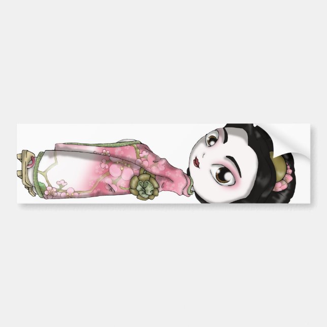 Elegant Sakura Geisha Bumper Sticker (Front)