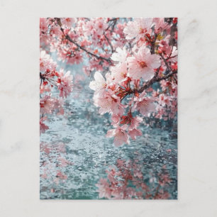 Elegant Sakura Over Water Wedding Invitation - Ser Postcard