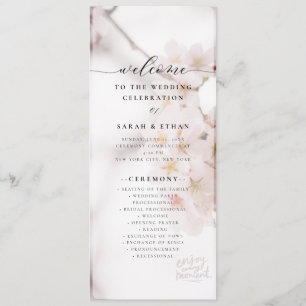 Elegant Sakura Pink floral Cherry Blossom Wedding Programme