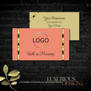 Elegant Salmon Beige Chic with Logo Professional Business Card