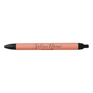 Elegant Salmon Business Salon Name Phone Number Black Ink Pen