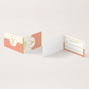 Elegant Salmon Pink Double Monogram Business Card