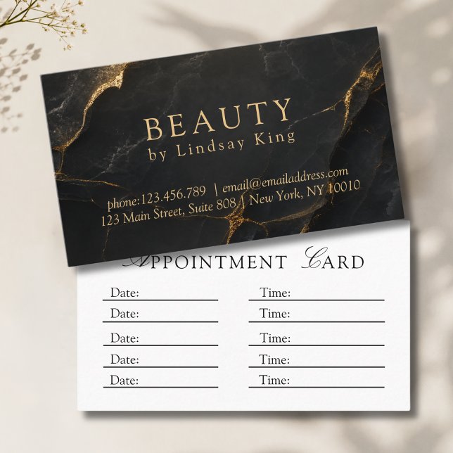 Elegant Salon Black Marble Appointment Card (Elegant Salon Black Marble Appointment Card)