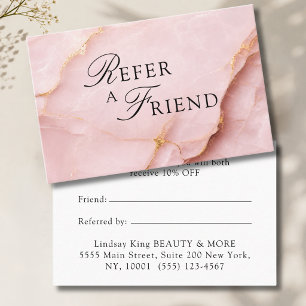 Elegant Salon Blush Pink Marble Referral Cards