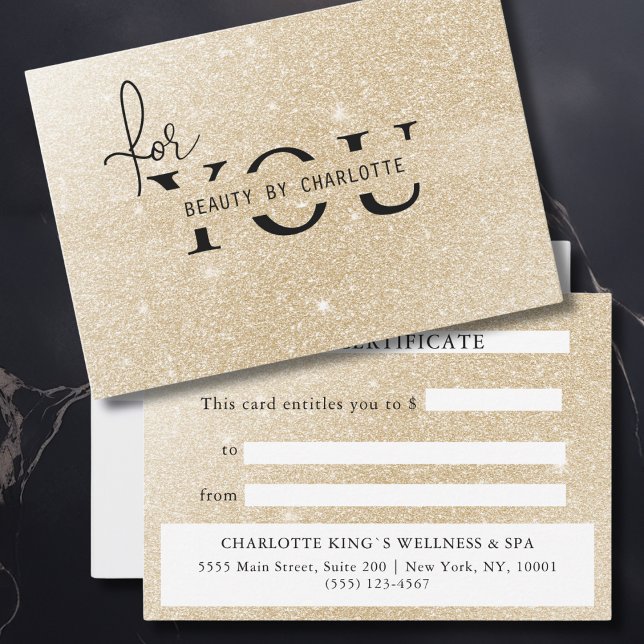 Elegant Salon Gold Glitter Gift Certificate (Elegant Salon Gold Glitter Gift Certificate)