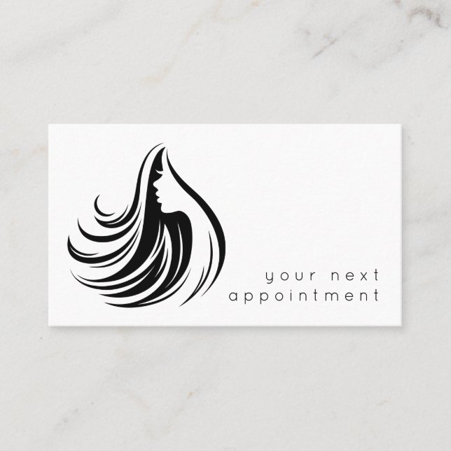 Elegant Salon Hair Stylist Logo Appointment Business Card (Front)