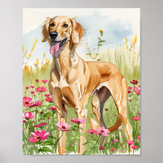 Elegant Saluki Dog Watercolor Art Print Decor