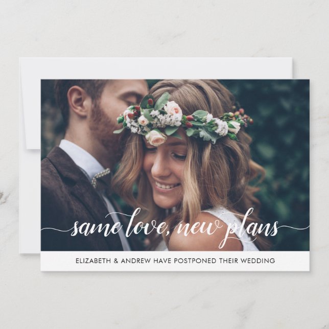 Elegant Same Love New Plans Change of Date Photo Announcement (Front)