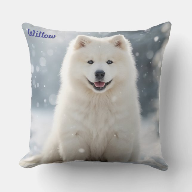 Elegant Samoyed Personalised Cushion (Front)