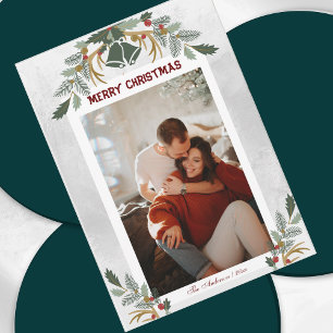 Elegant Sample Watercolor Merry Christmas Photo Holiday Card