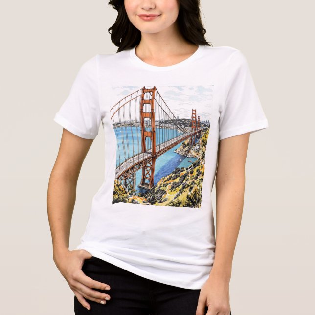 Elegant San Francisco City Sketch Women's Tee (Front)