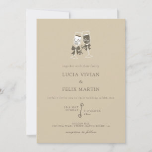Elegant Sand Green Champagne Wedding Invitation