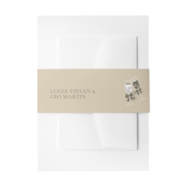 Elegant Sand Green Wedding Invitation Belly Band (Front Example)