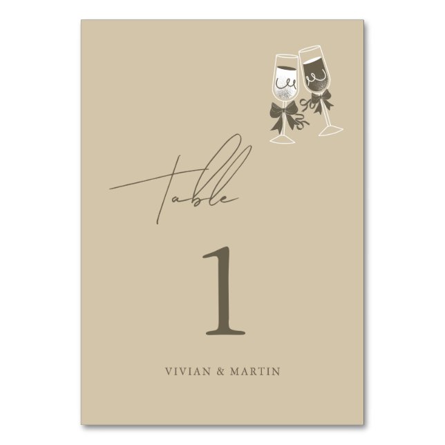 Elegant Sand Green Wedding Table Number (Front)