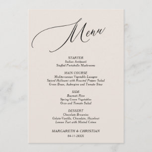 Elegant Sand Minimalist Wedding Menu