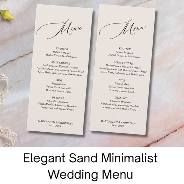 Elegant Sand Minimalist Wedding Menu (Creator Uploaded)
