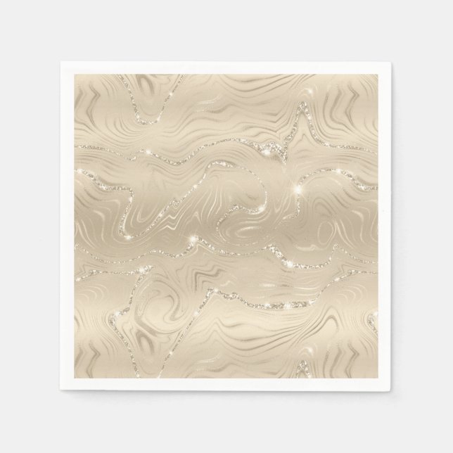 Elegant Sandy Gold Faux Foil  Napkin (Front)