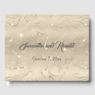 Elegant Sandy Gold Faux Foil Wedding Guest Book