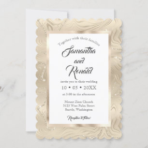 Elegant Sandy Gold Faux Foil Wedding Invitation