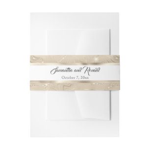 Elegant Sandy Gold Faux Foil Wedding Invitation Belly Band