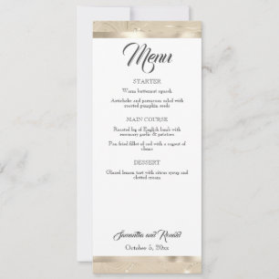 Elegant Sandy Gold Faux Foil Wedding Menu Card