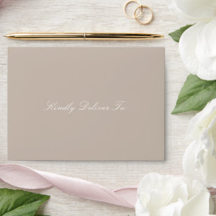 Elegant Sandy Neutral Traditional Wedding Envelope