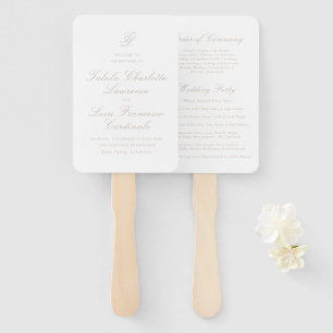 Elegant Sandy Neutral Traditional Wedding Program Hand Fan