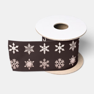 Elegant sangria black Snowflakes patterned Satin Ribbon
