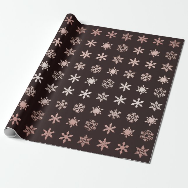 Elegant sangria black Snowflakes patterned Wrapping Paper (Unrolled)