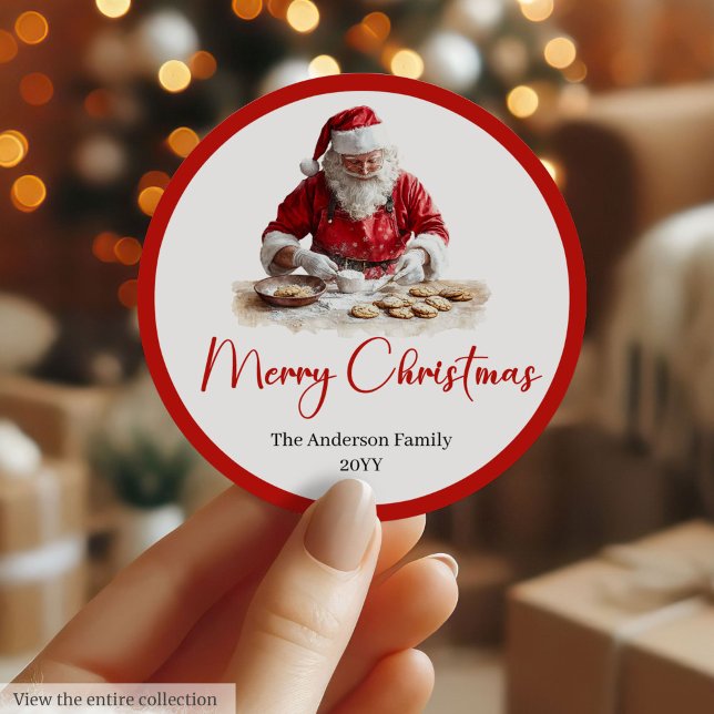 Elegant Santa Claus Gift Label Sticker Template (Elegant Santa Claus Gift Label Sticker Template)