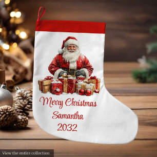 Elegant Santa Claus Minimalist Cozy Christmas   Large Christmas Stocking