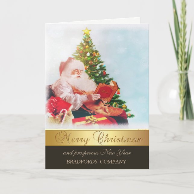 Elegant Santa Claus,Pine Tree Company   Holiday Card (Front)